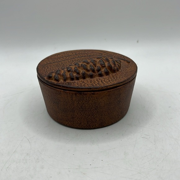 Vintage Round Clay Stone Trinket Jewelry Box Container Storage Art Decor - Picture 13 of 15